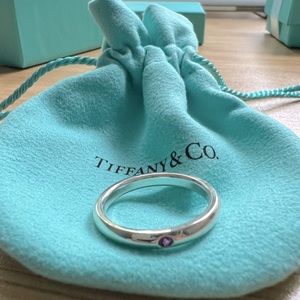 Tiffany & Co Sterling Silver Ring Pink Sapphire Elsa Peretti 7.5 size
